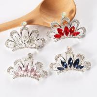 Mobile Phone DIY Decoration, Zinc Alloy, Crown, platinum plated, with rhinestone 