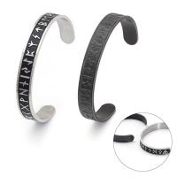 Titanium Steel Cuff Bangle, Vacuum Ion Plating, with letter pattern & for man 