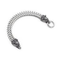 Titanium Steel Bracelet, Wolf, polished & for man & blacken 