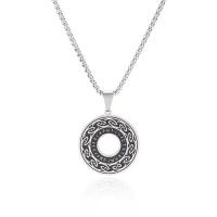 Titanium Steel Jewelry Necklace, Donut, with letter pattern & for man & enamel & hollow, 34mm Approx 23.6 Inch 