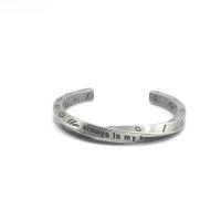 Titanium Steel Cuff Bangle, antique silver color plated, with letter pattern & for man Approx 6.3-7.5 Inch 