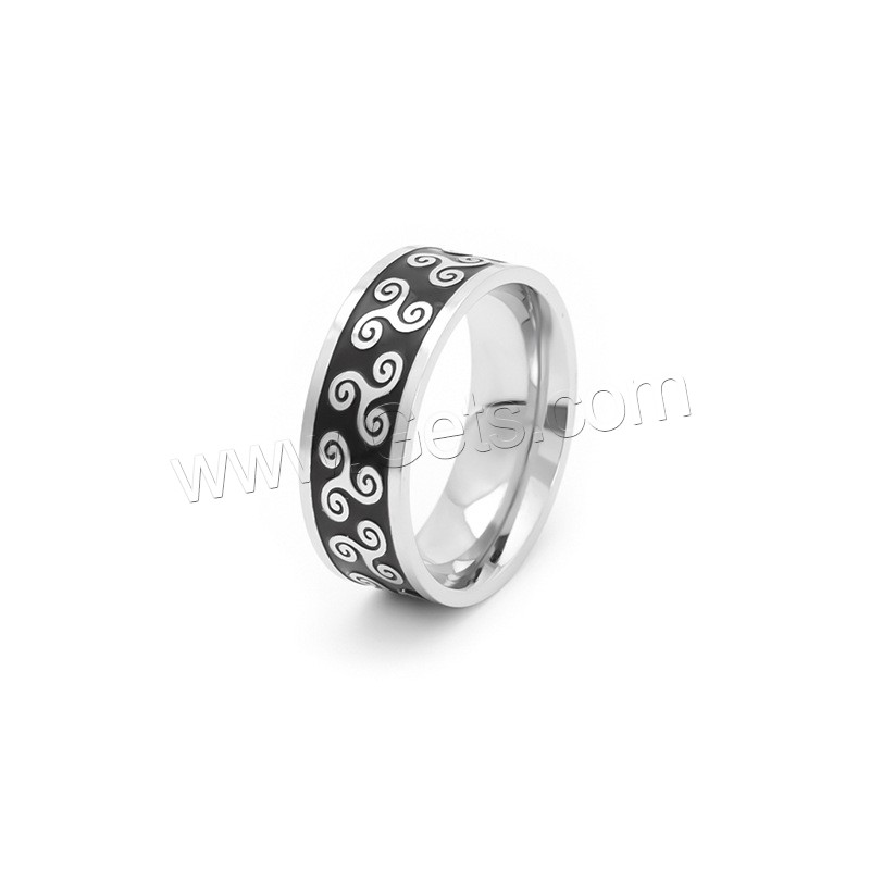 acero inoxidable 304 anillo, Recubrimiento iónico al vacío, diverso tamaño para la opción & para hombre, más colores para la opción, 8mm, tamaño:7-12, Vendido por UD