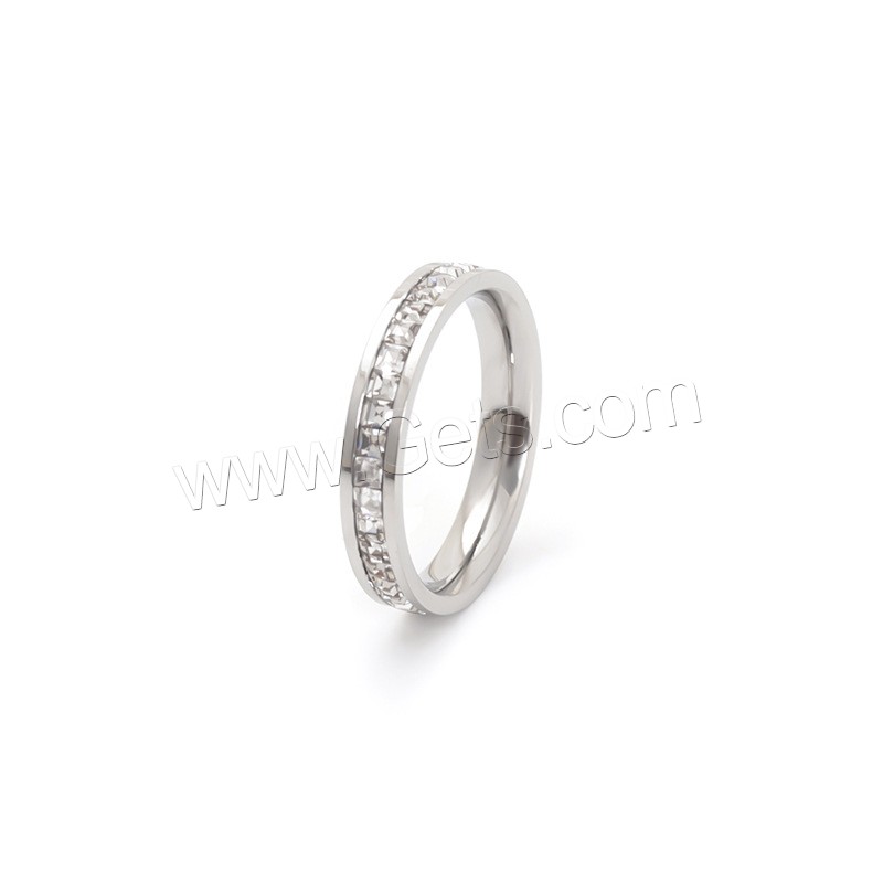 Acier inoxydable 304 bague, Placage ionique sous vide, normes différentes pour le choix & pavé de micro zircon & pour femme, plus de couleurs à choisir, Taille:5-10, Vendu par PC