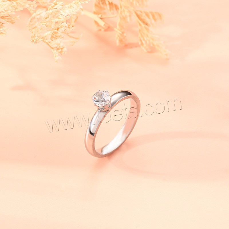 Bague en acier inoxydable , Acier inoxydable 304, Placage ionique sous vide, normes différentes pour le choix & pour femme & avec strass, plus de couleurs à choisir, 4mm, Taille:6-12, Vendu par PC