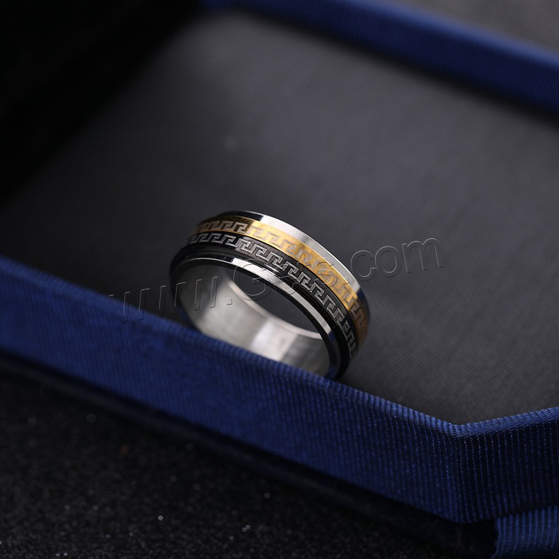 Edelstahl Fingerring, 304 Edelstahl, Vakuum-Ionen-Beschichtung, drehbare & unisex & verschiedene Größen vorhanden, keine, Größe:6-10, verkauft von PC