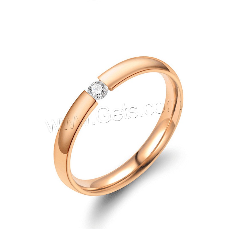 Bague en acier inoxydable , Acier inoxydable 304, Placage ionique sous vide, normes différentes pour le choix & pour femme & avec strass, plus de couleurs à choisir, Taille:6-9, Vendu par PC