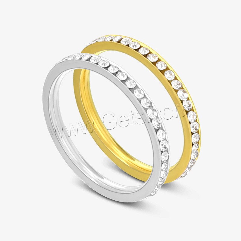 Bague en acier inoxydable , Acier inoxydable 304, Placage ionique sous vide, unisexe & normes différentes pour le choix & avec strass, plus de couleurs à choisir, Taille:5-9, Vendu par PC