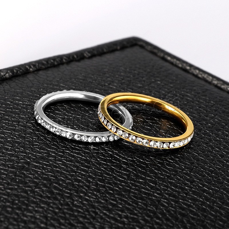 Strass Edelstahl Fingerring, 304 Edelstahl, Vakuum-Ionen-Beschichtung, unisex & verschiedene Größen vorhanden & mit Strass, keine, Größe:5-9, verkauft von PC