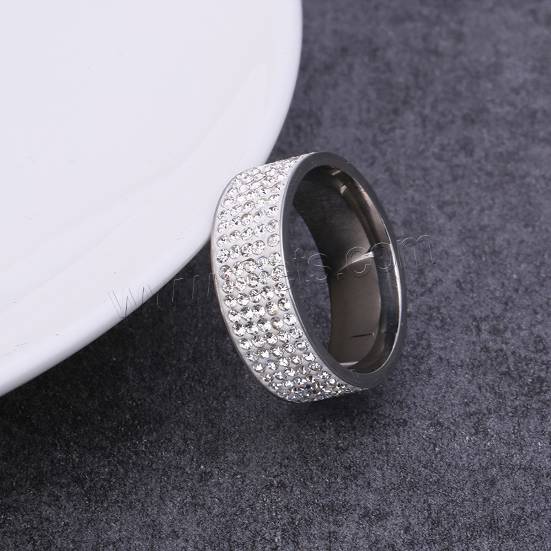 Bague en acier inoxydable , Acier inoxydable 304, Placage ionique sous vide, unisexe & normes différentes pour le choix & avec strass, plus de couleurs à choisir, Taille:5-13, Vendu par PC