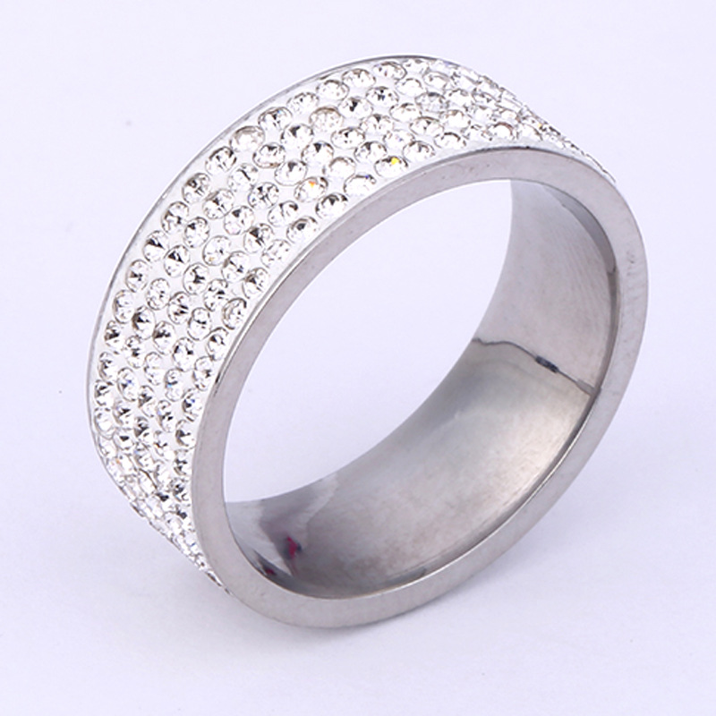 Bague en acier inoxydable , Acier inoxydable 304, Placage ionique sous vide, unisexe & normes différentes pour le choix & avec strass, plus de couleurs à choisir, Taille:5-13, Vendu par PC