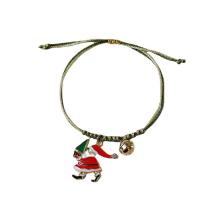 Bracelet de Noël en alliage zinc, alliage de zinc, avec Fibre de polyester, Placage de couleur platine, Conception de Noël & styles différents pour le choix & émail, vert Environ 14-20 cm, Vendu par PC