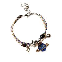 Bracelet d'émail en alliage de zinc, avec Fil de coton & porcelaine, Placage de couleur platine, styles différents pour le choix & avec strass, multicolore Environ 20 cm, Vendu par PC