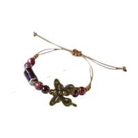 Bracelet d'émail en alliage de zinc, avec porcelaine & corde de cire, Placage, Longueur réglable & bracelet tressé & styles différents pour le choix & pour femme, multicolore Environ 14-20 cm, Vendu par PC