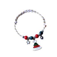 Pulsera de Navidad de la aleación de zinc, con Porcelana & cordón de algodón, hecho a mano, Diseño de Navidad & Ajustable & para mujer, multicolor, longitud:aproximado 14-20 cm, Vendido por UD