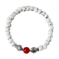 Bracelet d'émail en alliage de zinc, porcelaine, avec Des billes de verre & alliage de zinc, élastique & pour femme, plus de couleurs à choisir Environ 14-20 cm, Vendu par PC