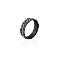 Titan Stahl Fingerring, Titanstahl, poliert, verschiedene Größen vorhanden & für Frau & mit Strass, schwarz, 6mm, verkauft von PC