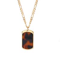 Chaîne en alliage de zinc de fer Collier Pull, avec Acrylique, avec 8cm chaînes de rallonge, rectangle, Placage de couleur d'or, bijoux de mode & pour femme & motif léopard, doré cm, Vendu par PC