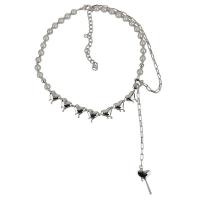 Collier de perles en plastique, alliage de zinc, avec perle de plastique, coeur, Placage de couleur argentée, bijoux de mode & pour femme, argent cm, 10 cm, Vendu par PC