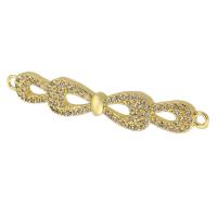 Cubic Zirconia Micro Pave Brass Connector, Bowknot, real gold plated, micro pave cubic zirconia, gold Approx 1mm 