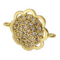 Cubic Zirconia Micro Pave Brass Connector, real gold plated, micro pave cubic zirconia, gold Approx 1mm 