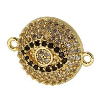 Cubic Zirconia Micro Pave Brass Connector, Flat Round, real gold plated, micro pave cubic zirconia, gold Approx 1mm 