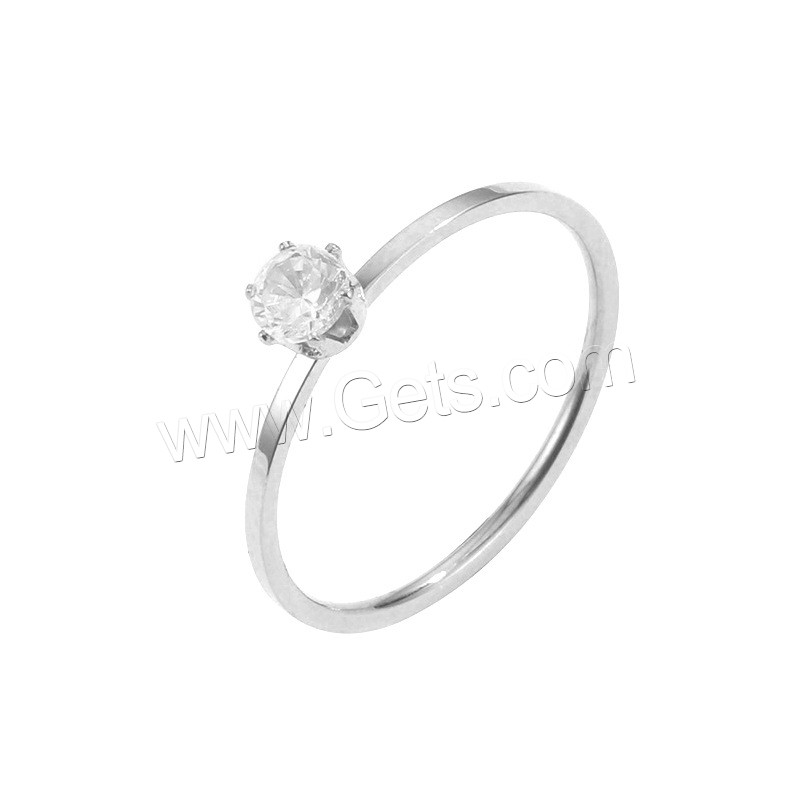 Strass Edelstahl Fingerring, 304 Edelstahl, Vakuum-Ionen-Beschichtung, verschiedene Größen vorhanden & für Frau & mit Strass, keine, 1.5mm, Größe:5-9, verkauft von PC