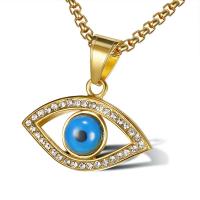 Fashion Evil Eye Pendant, Titanium Steel, Vacuum Ion Plating, Unisex & with rhinestone & hollow 