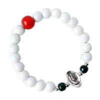 Porcelain Bracelets, with zinc alloy bead, for woman, white Approx 14-20 cm 