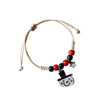 porcelaine bracelet, avec corde de cire & alliage de zinc, Conception de Noël & Réglable & Bijoux de Noël & styles différents pour le choix & pour femme & émail, multicolore Environ 14-20 cm, Vendu par PC