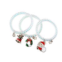 Bracelet de Noël en alliage zinc, alliage de zinc, avec plastique, Placage de couleur d'or, Conception de Noël & élastique & styles différents pour le choix & pour femme & émail, multicolore Environ 14-20 cm, Vendu par PC