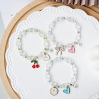 Pulseras de cristal de Murano, con aleación de zinc, elástico & para mujer & esmalte, más colores para la opción, longitud:aproximado 14-20 cm, Vendido por UD