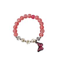 alliage de zinc bracelet, avec cristal, élastique & pour femme & émail, blanc et noir Environ 14-20 cm, Vendu par PC