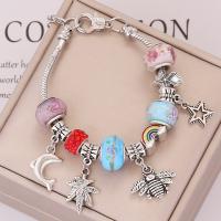 Europa gemischt Kristall Armbänder, Zinklegierung, mit Lampwork, mit Verlängerungskettchen von 1.57inch, Modeschmuck & verschiedene Stile für Wahl & für Frau, Länge:ca. 7.48 ZollInch, verkauft von PC