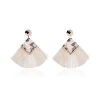 Fashion Tassel Earring, Zinc Alloy, with Polyester Yarns & Resin, fashion jewelry & for woman & with rhinestone 