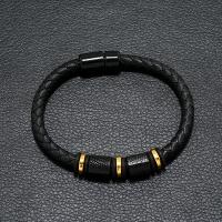 PU Leather Bracelet, with Zinc Alloy, fashion jewelry & for man Approx 21-22 cm 