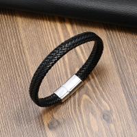 PU Leather Bracelet, with Zinc Alloy, fashion jewelry & for man Approx 21-22 cm 