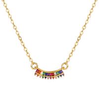 Cúbicos circón Collar de latón Micro pavimenta, metal, con 7cm extender cadena, chapado en color dorado, Joyería & micro arcilla de zirconia cúbica & para mujer, multicolor, 18mm, longitud:45 cm, Vendido por UD