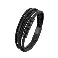 PU Leather Bracelet, Vacuum Ion Plating, multilayer & for man 