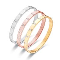 Titanium Steel Bangle, Donut, Vacuum Ion Plating, fashion jewelry & for woman & with rhinestone 6mm, Inner Approx 