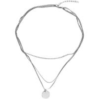 Collier de bijoux de titane, Acier titane, avec 5cm chaînes de rallonge, Plat rond, trois couches & bijoux de mode & pour femme, argent cm, 45 cm, Vendu par PC