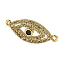 Cubic Zirconia Micro Pave Brass Connector, Eye, real gold plated, micro pave cubic zirconia, gold Approx 1mm 