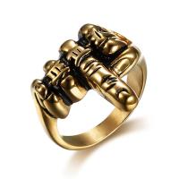 Anillo de dedo de acero Titanium de, Partículas de acero, chapado en color dorado, diverso tamaño para la opción & para hombre, dorado, Vendido por UD