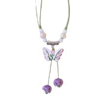 alliage de zinc collier de chandail, avec porcelaine & corde de cire, fait à la main, Réglable & pour femme, plus de couleurs à choisir Environ 45-80 cm, Vendu par PC