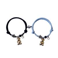 Zinc Alloy Couple Bracelet, with Milan Cord & Porcelain, plated, 2 pieces & Adjustable & for woman Approx 14-20 cm 