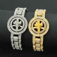 Zinc Alloy Rhinestone Bracelets, fashion jewelry & for man & with rhinestone Approx 20.5 cm 