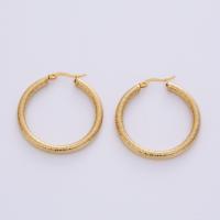 Boucle d'oreille en acier inoxydable Hoop, acier inoxydable 316L, Plaqué or 18K, bijoux de mode & pour femme, doré, 40mm, Vendu par paire