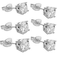 Stainless Steel Cubic Zirconia Stud Earring, 316L Stainless Steel, Unisex & with cubic zirconia 