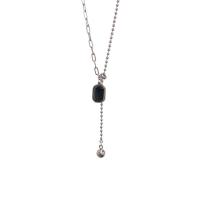 Collier de bijoux de titane, Acier titane, avec Perceuse à eau en verre, avec 5cm chaînes de rallonge, rectangle, bijoux de mode & pour femme, couleur originale cm, Vendu par PC