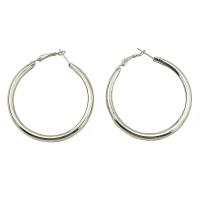 Pendientes Aro de Aleación de Zinc, Donut, chapado en color de plata, Joyería & para mujer, plateado, diámetro interior:aproximado 42mm, Vendido por Par