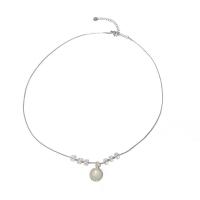 Collier de bijoux de titane, Acier titane, avec Des billes de verre & résine, avec 6.5cm chaînes de rallonge, dôme, bijoux de mode & pour femme, couleur originale cm, Vendu par PC